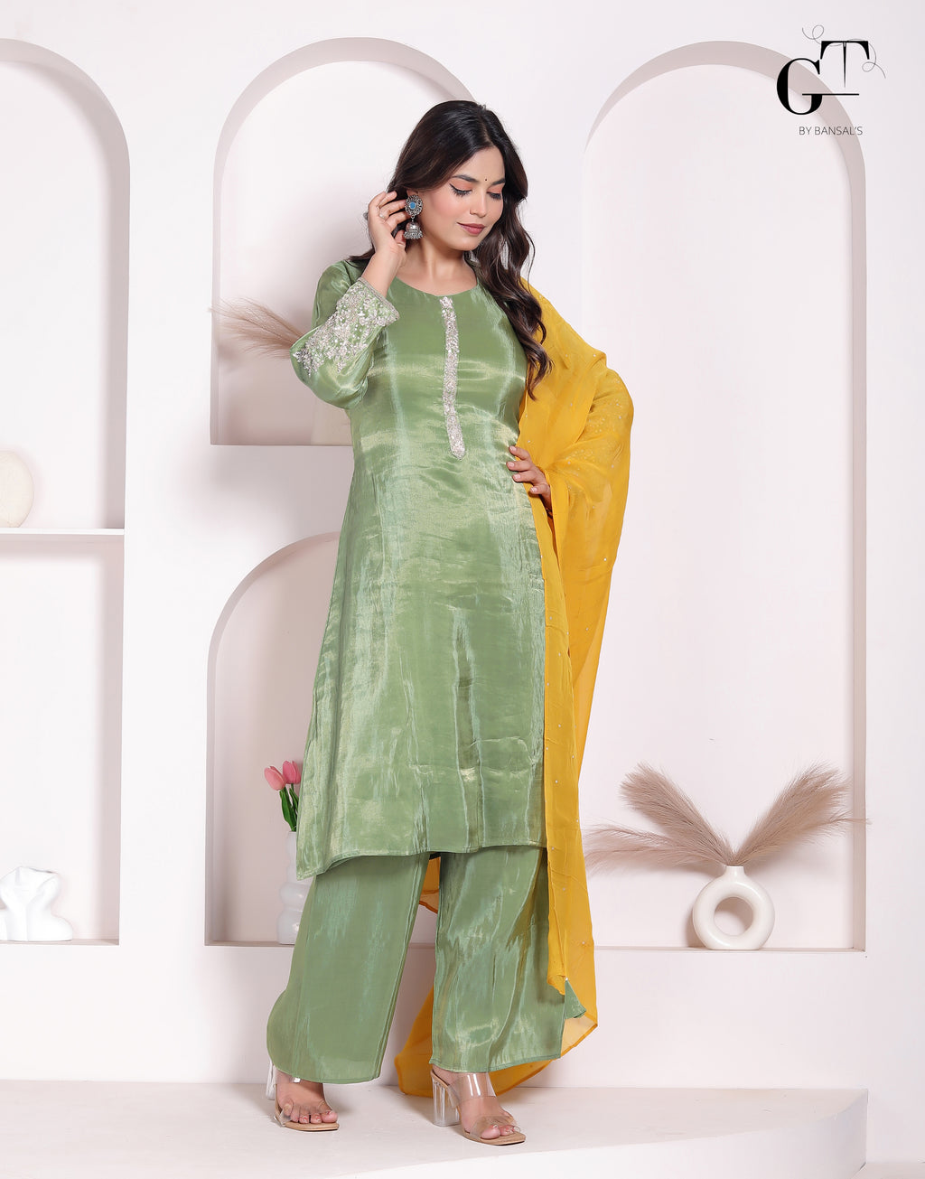 Pista Haldi Kurti Set