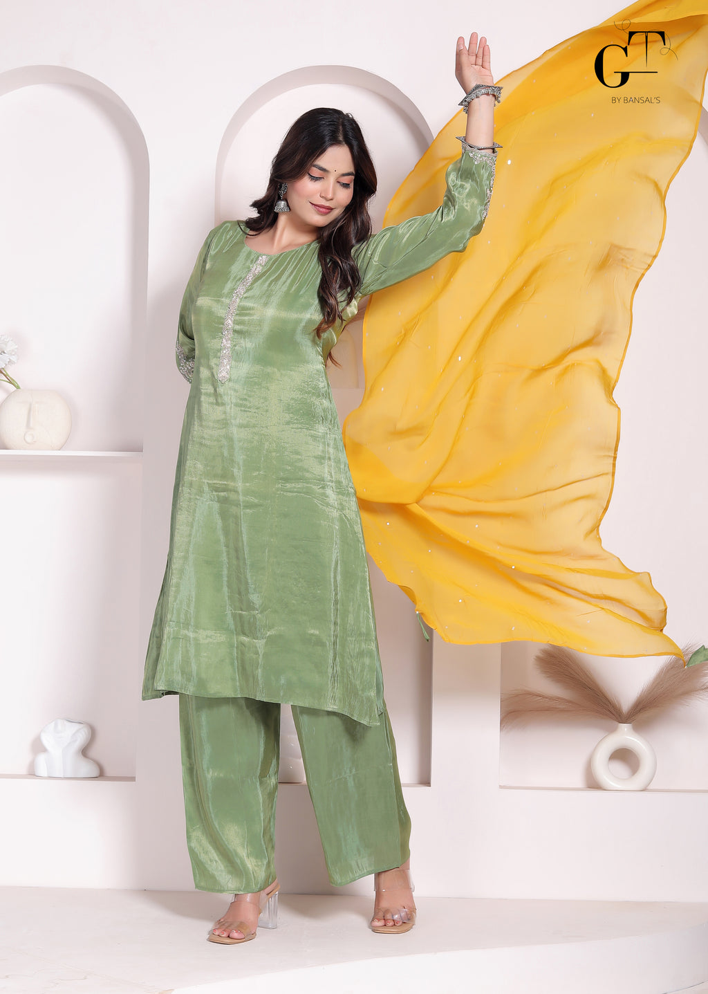 Pista Haldi Kurti Set