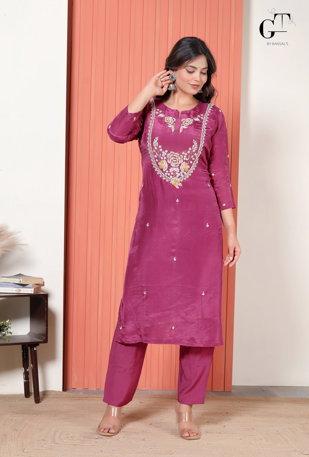 Magenta Gulnaar Kurti Set