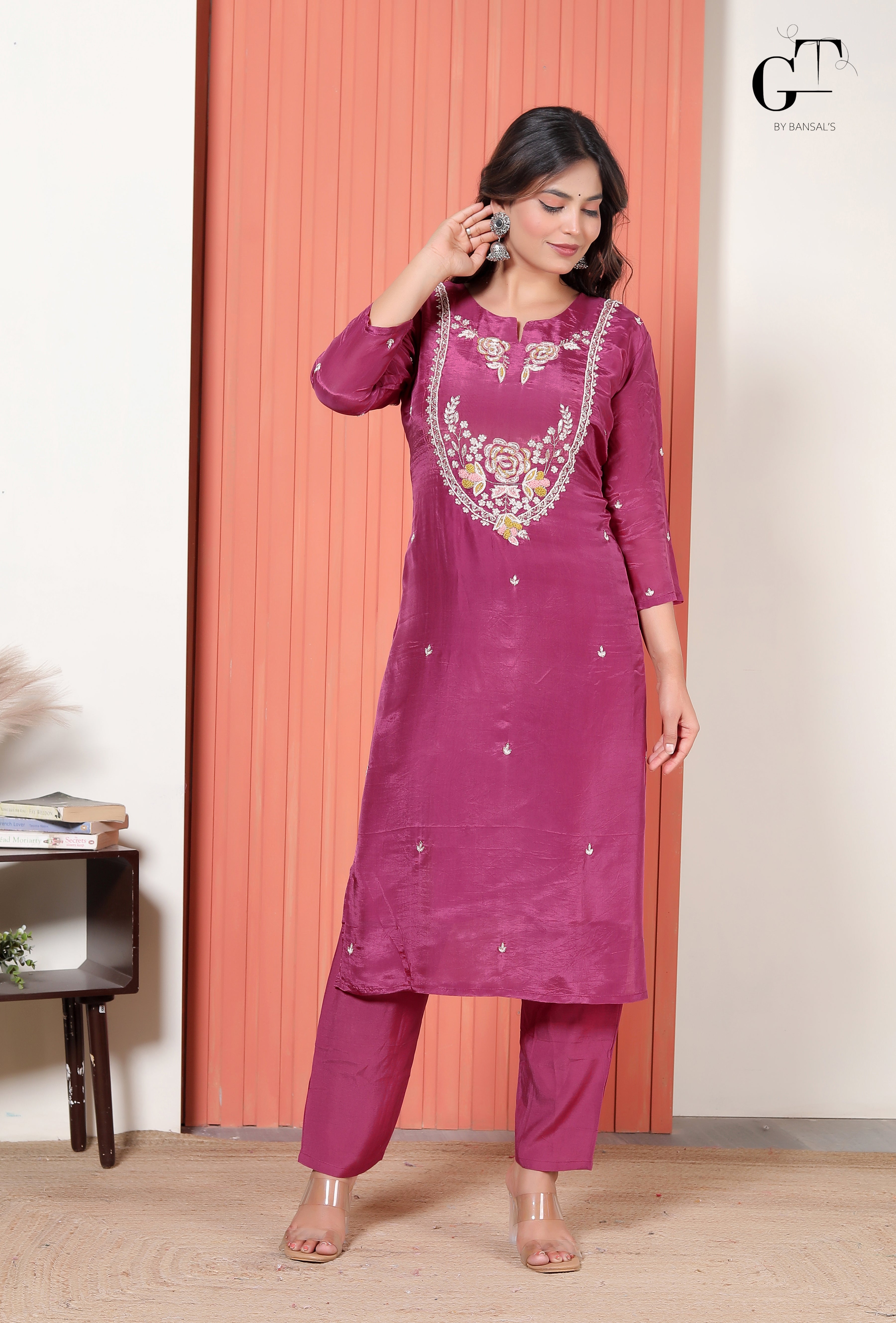 Magenta Gulnaar Kurti Set