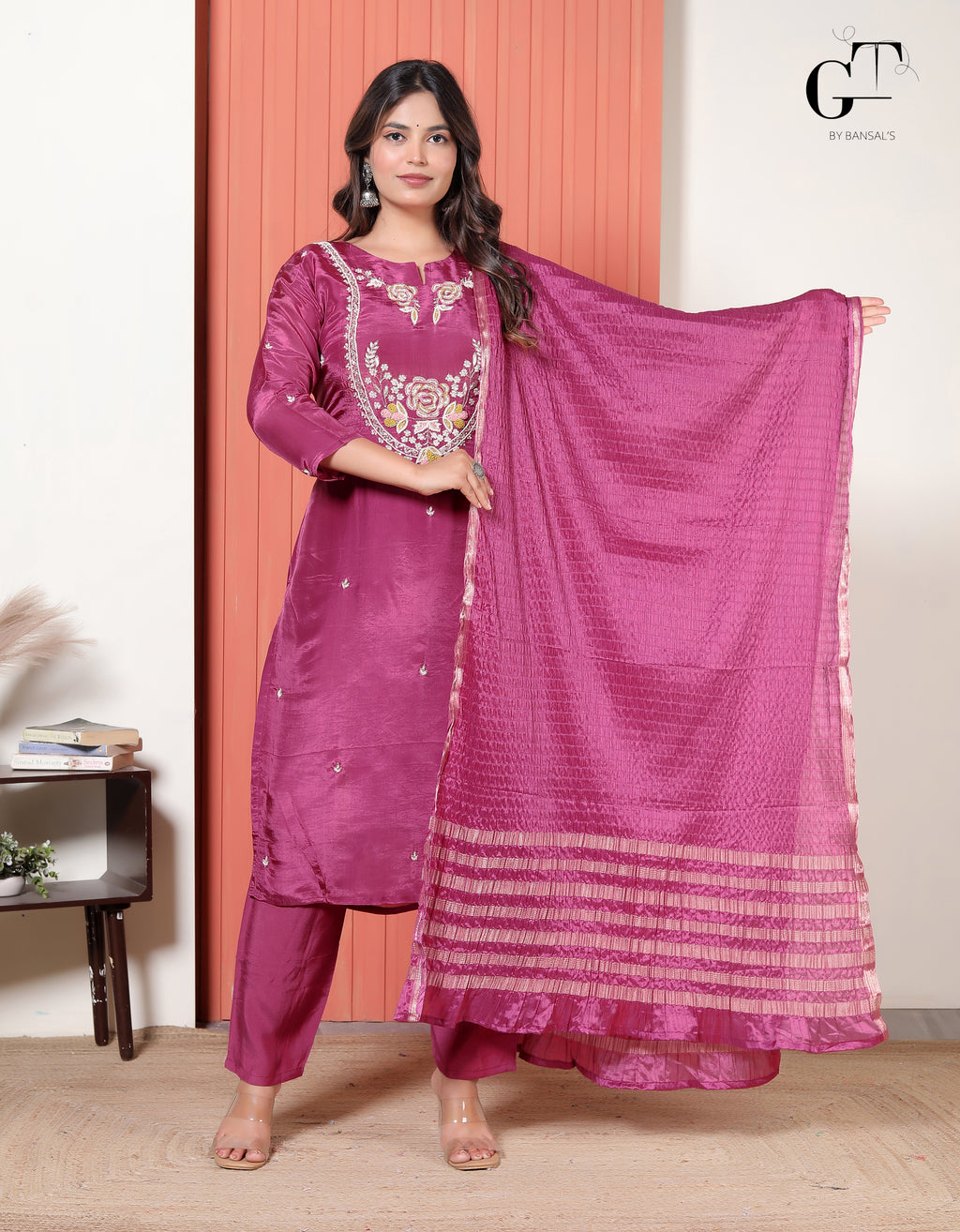 Magenta Gulnaar Kurti Set