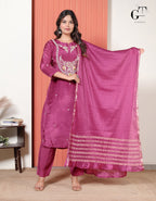 Magenta Gulnaar Kurti Set