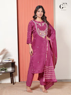Magenta Gulnaar Kurti Set