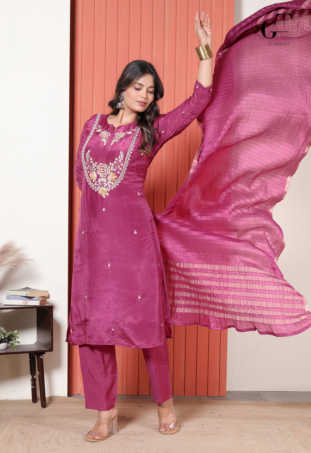 Magenta Gulnaar Kurti Set