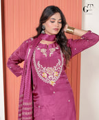 Magenta Gulnaar Kurti Set