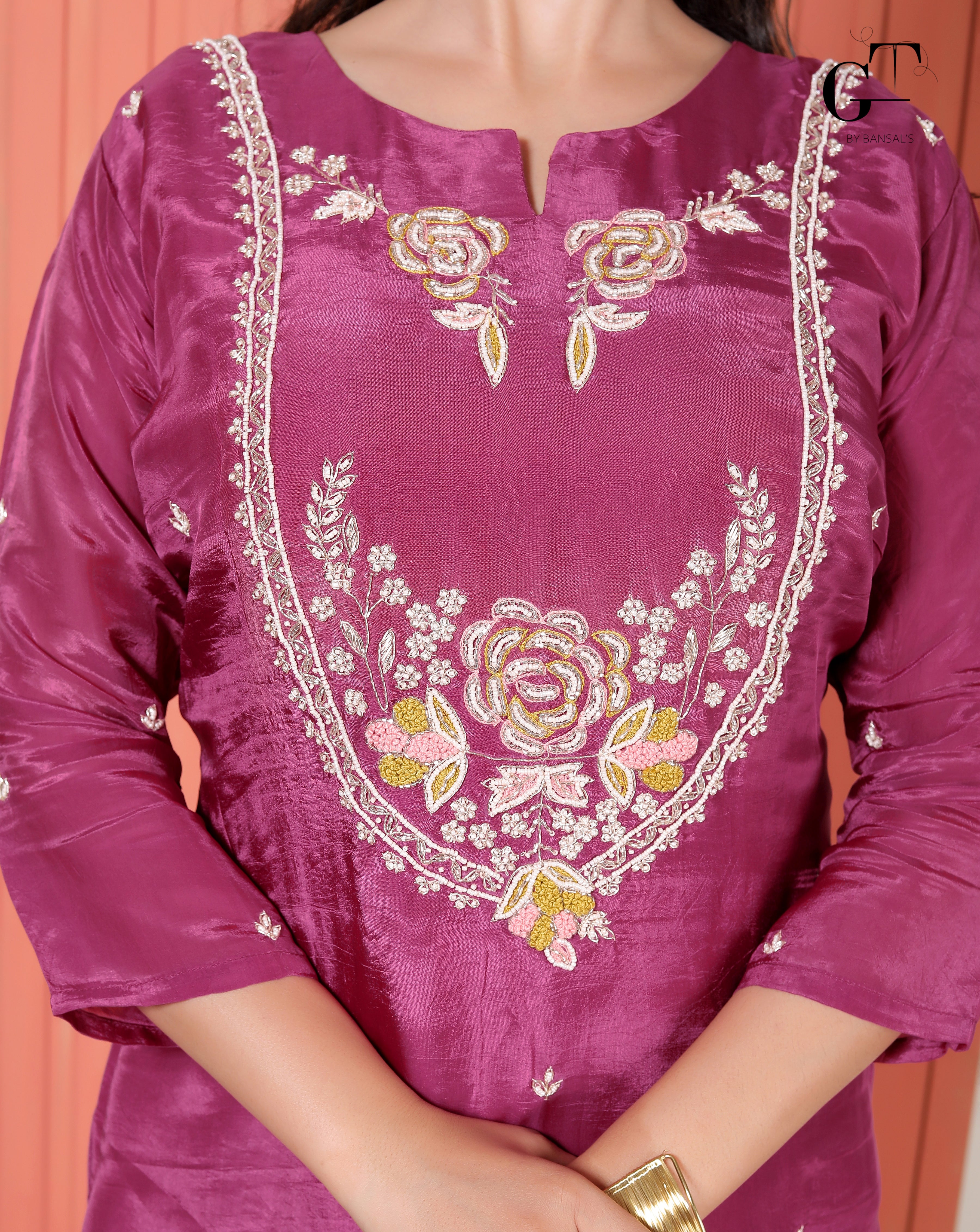 Magenta Gulnaar Kurti Set
