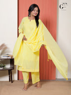 Lemon Chikan Kurti Set
