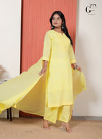 Lemon Chikan Kurti Set