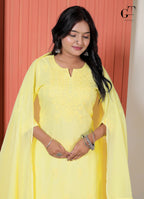 Lemon Chikan Kurti Set