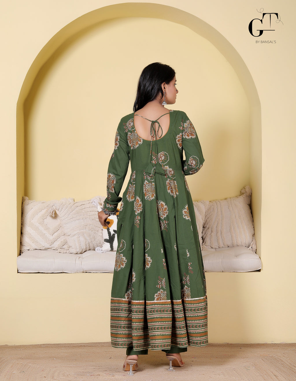 Olive Rangoli Anarkali Set