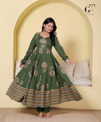 Olive Rangoli Anarkali Set