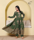Olive Rangoli Anarkali Set