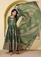 Olive Rangoli Anarkali Set