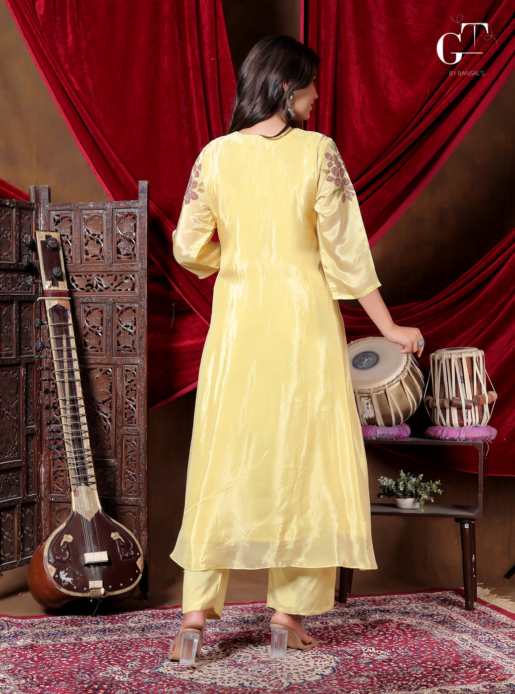 Golden Bloom Anarkali Set