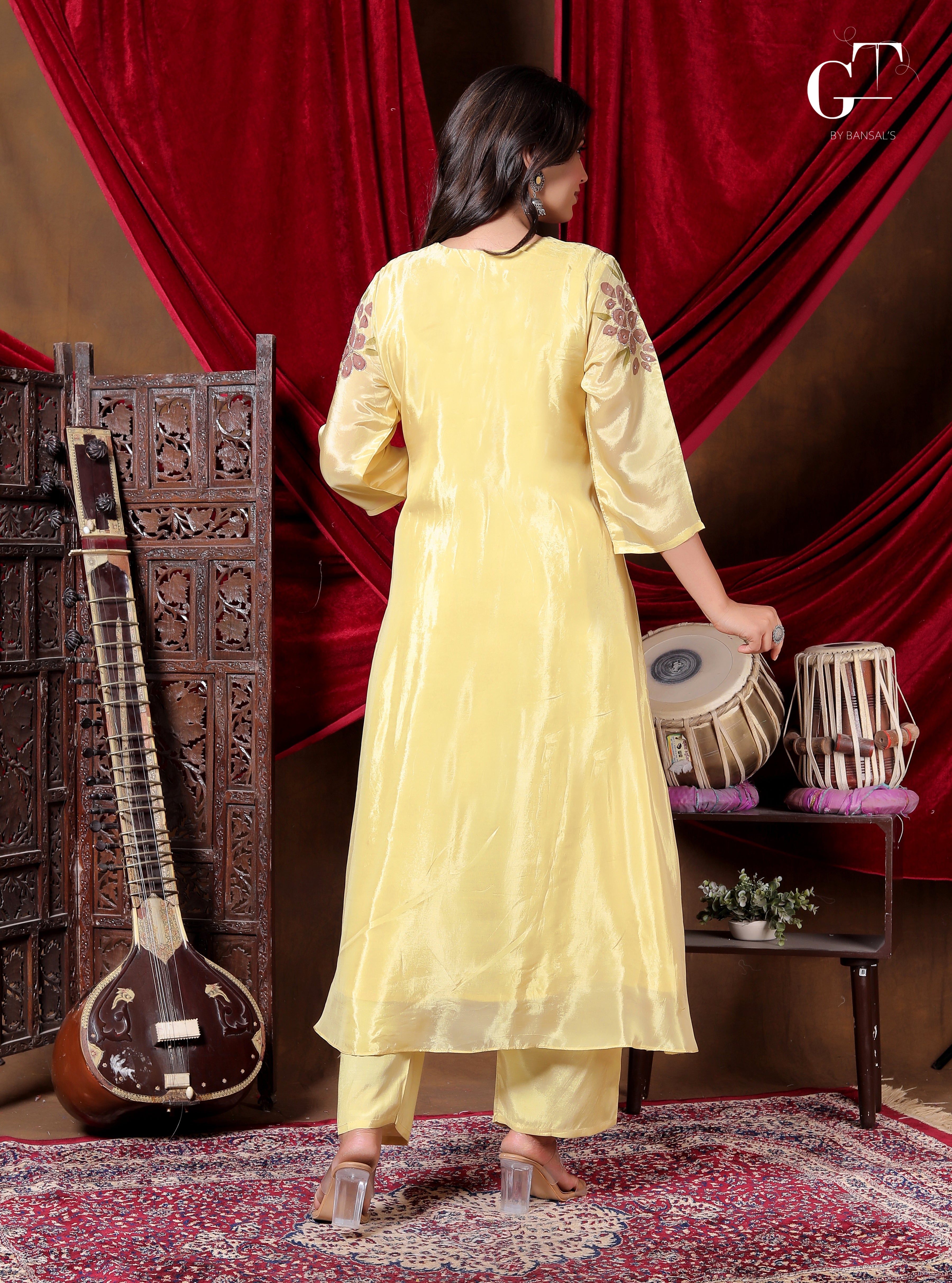 Golden Bloom Anarkali Set