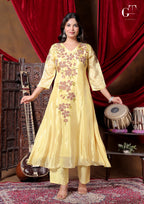 Golden Bloom Anarkali Set