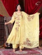 Golden Bloom Anarkali Set