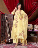 Golden Bloom Anarkali Set