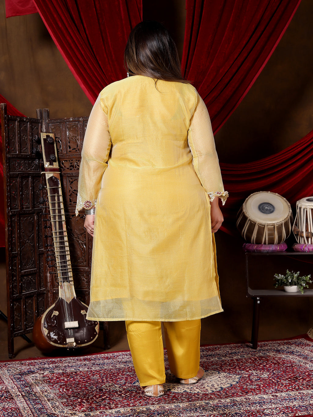 Sunhari Yellow Embroidered Suit Set
