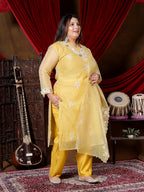 Sunhari Yellow Embroidered Suit Set
