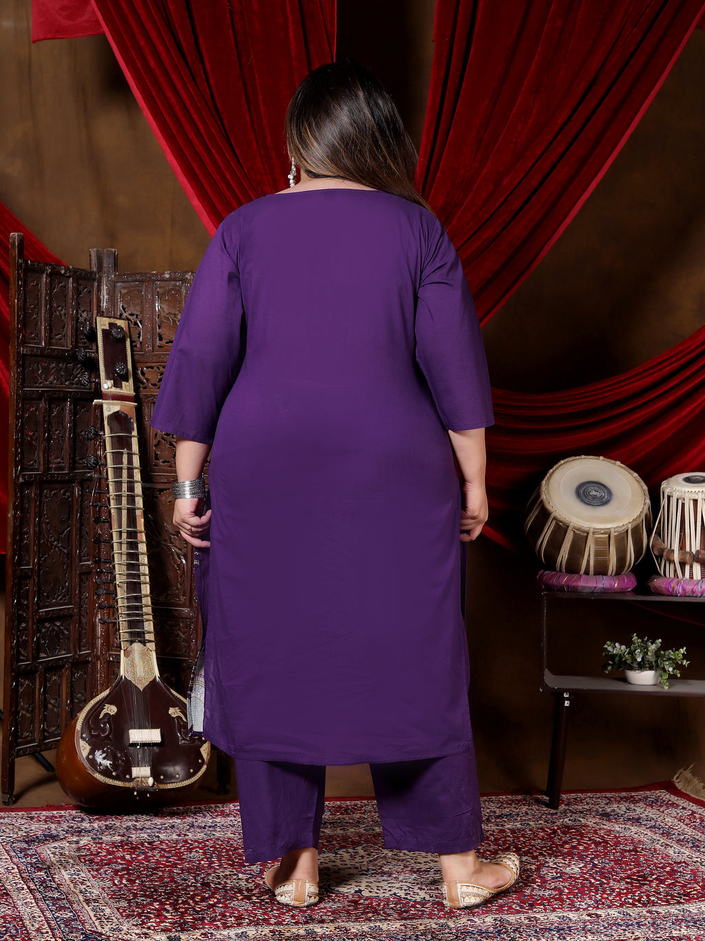 Purple Printed Suit Set with Dupatta