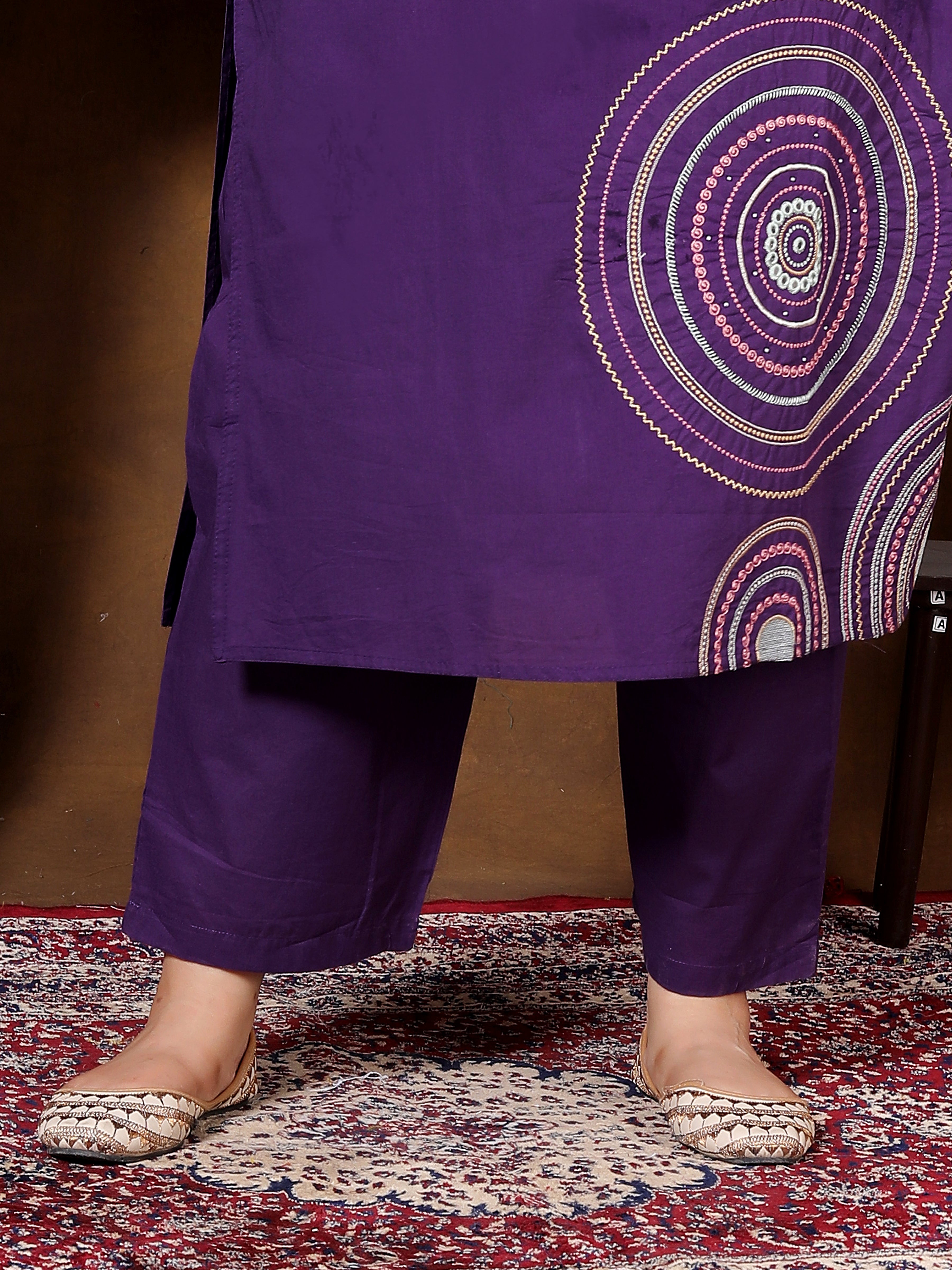 Purple Printed Suit Set with Dupatta