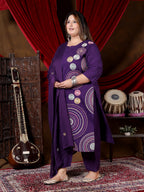 Purple Printed Suit Set with Dupatta
