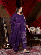Purple Printed Suit Set with Dupatta