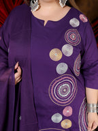 Purple Printed Suit Set with Dupatta