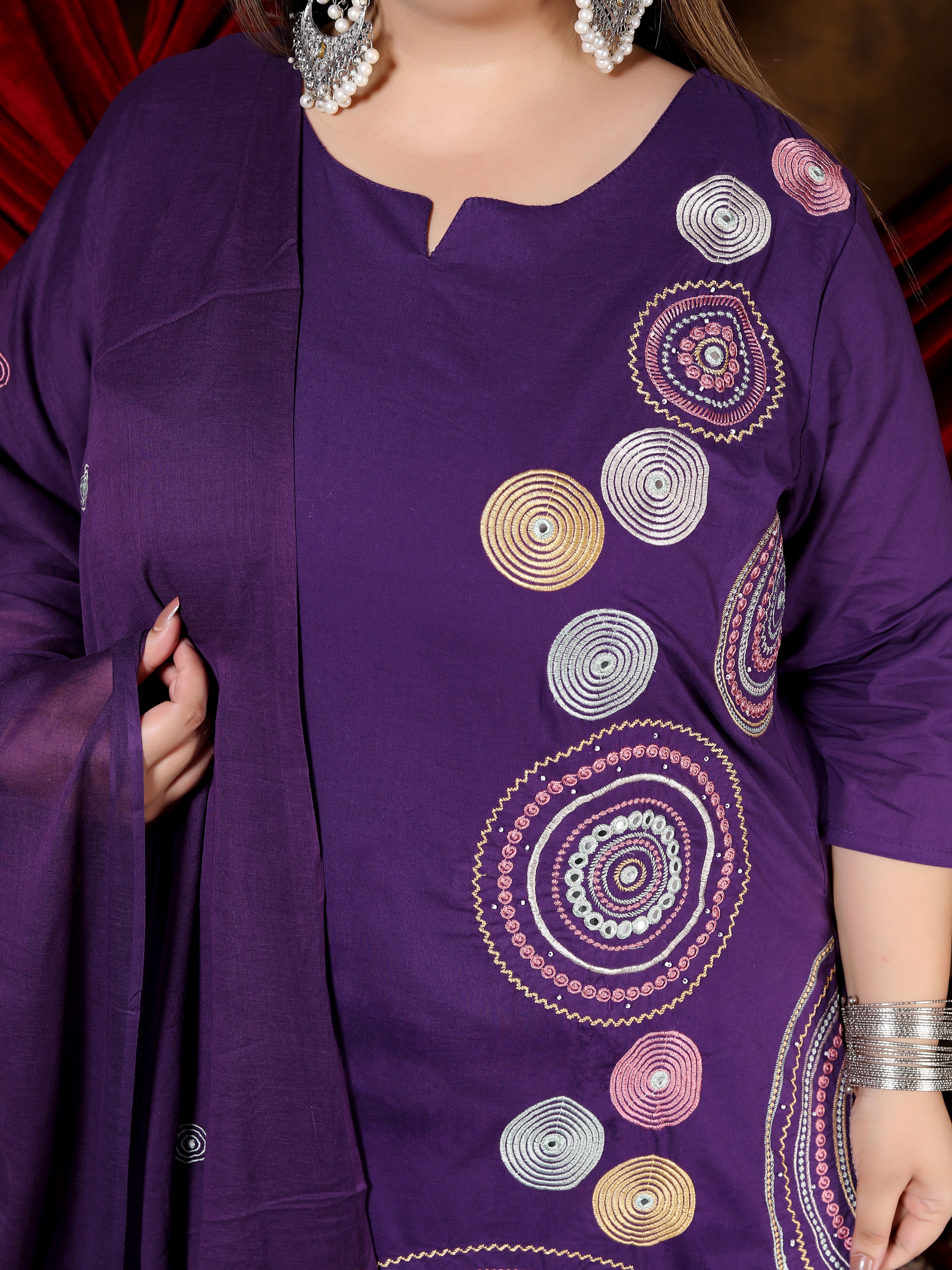 Purple Printed Suit Set with Dupatta