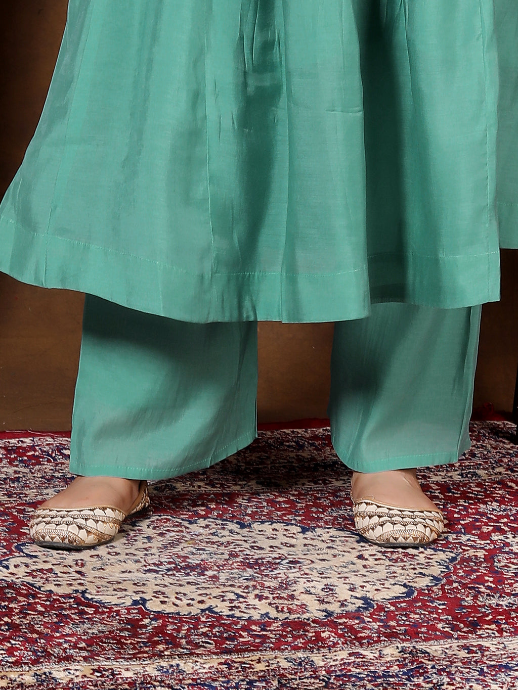 Sea Green Embroidered Anarkali Suit Set with Dupatta