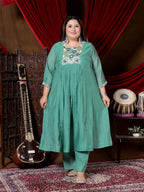 Sea Green Embroidered Anarkali Suit Set with Dupatta
