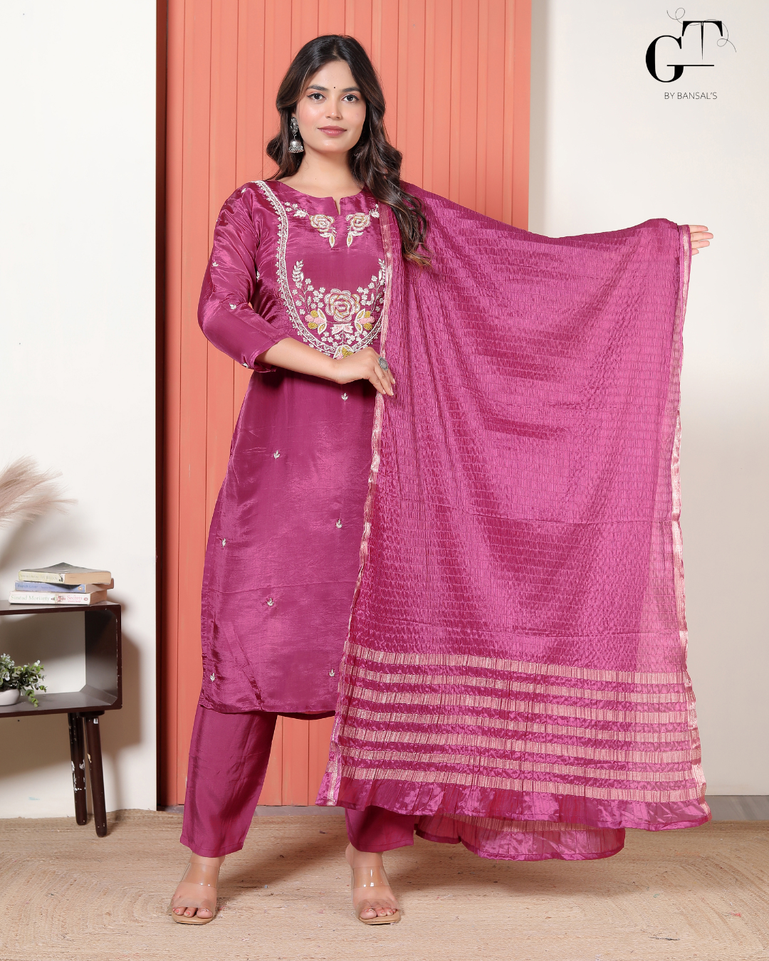 Magenta Gulnaar Kurti Set