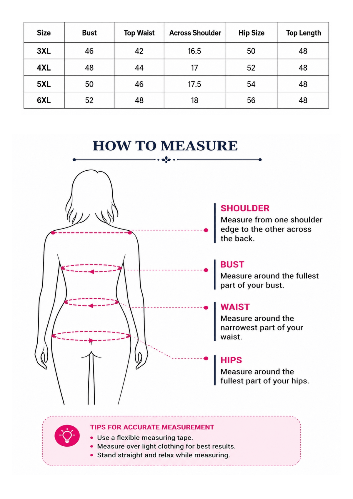 Size chart for 